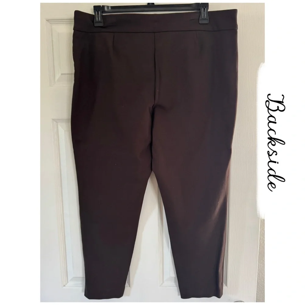 Anne Klein 🫐 Dark Brown Ponte Knit Ankle Pants - Picture 11 of 12